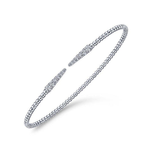 Split 14K White Gold Bujukan Bead Cuff Bracelet with Diamond Pave Spikes - Warwick Jewelers
