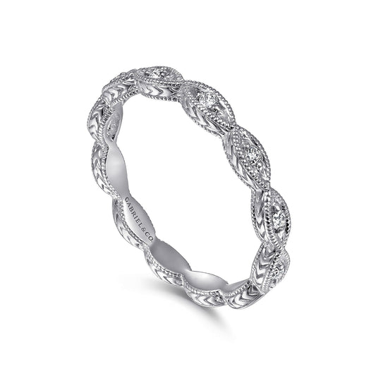 Stackable 14K White Gold Diamond Stackable Ring - Warwick Jewelers
