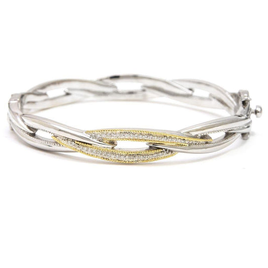Sterling Silver and 18k Yellow Gold Conexion 2 Round Pave Diamond Bangle - Warwick Jewelers