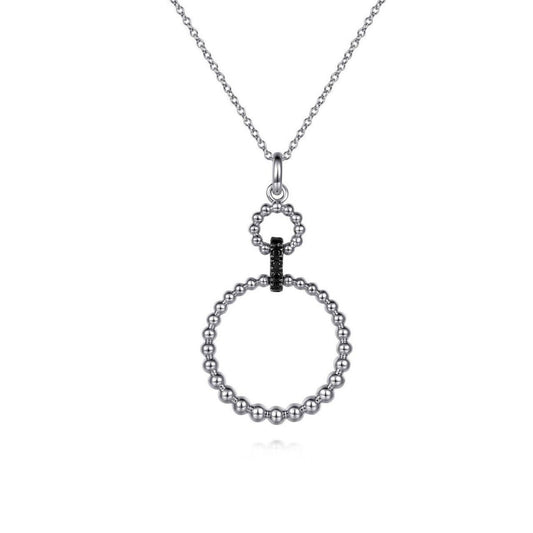 Sterling Silver Black Spinel Bujukan Link Drop Necklace - Warwick Jewelers