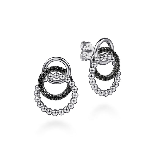 Sterling Silver Black Spinel Bujukan Link Stud Earrings - Warwick Jewelers