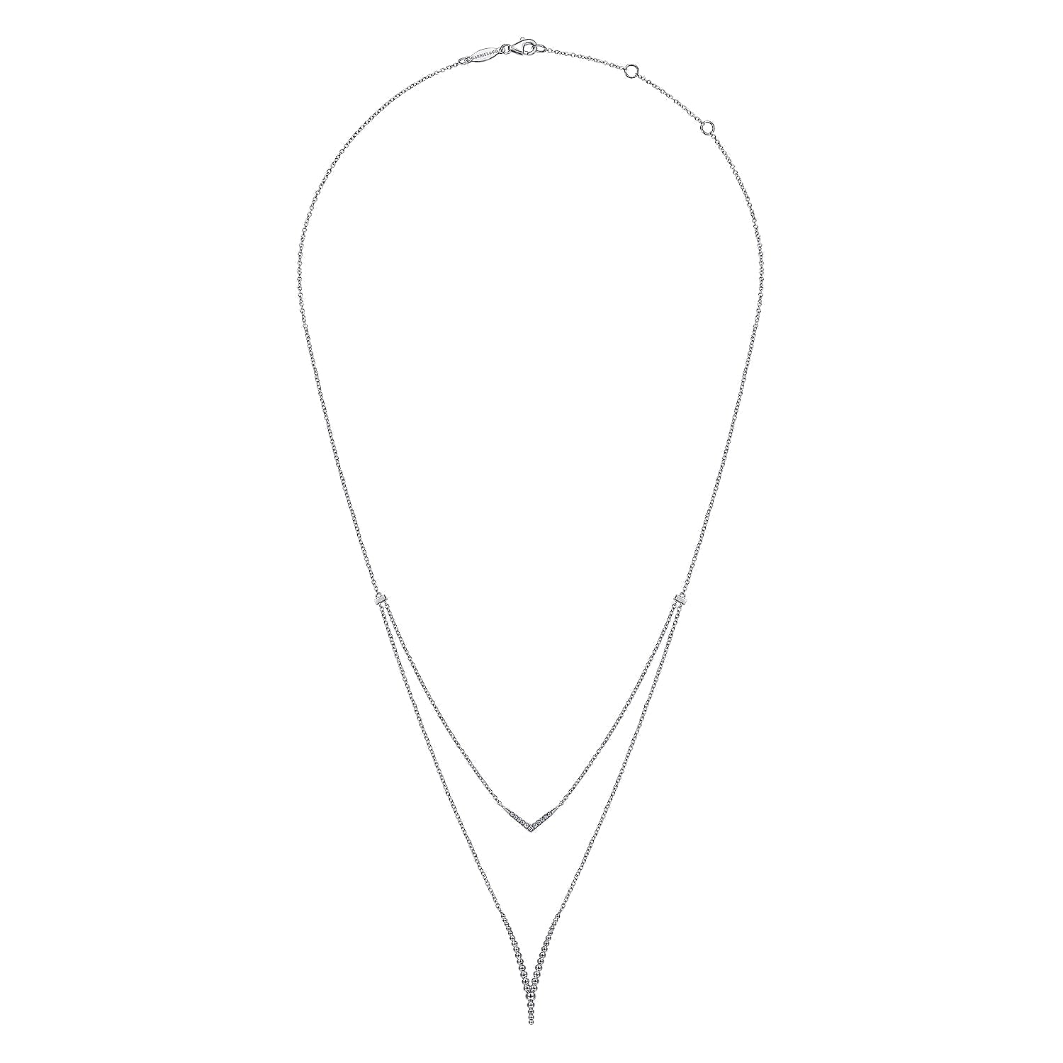 Sterling Silver Bujukan White Sapphire Chevron Necklace - Warwick Jewelers