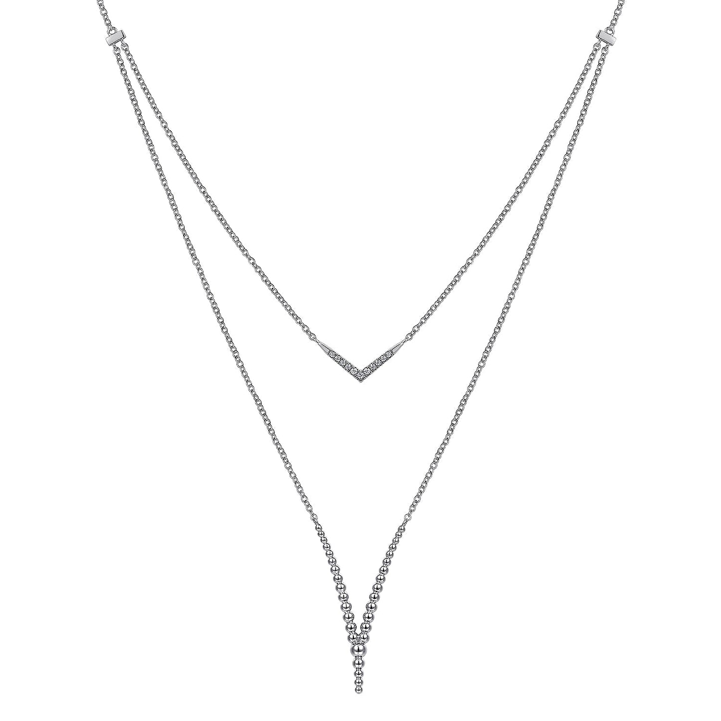 Sterling Silver Bujukan White Sapphire Chevron Necklace - Warwick Jewelers