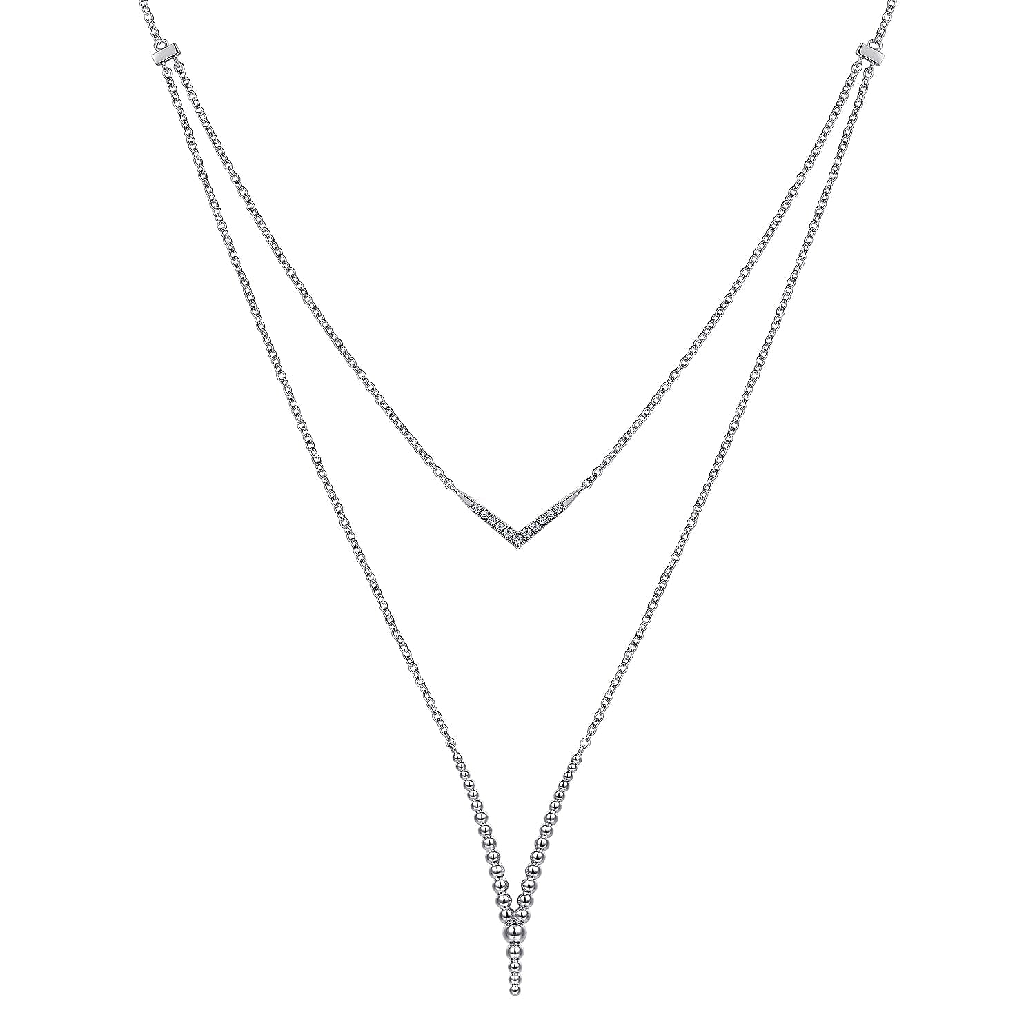 Sterling Silver Bujukan White Sapphire Chevron Necklace - Warwick Jewelers