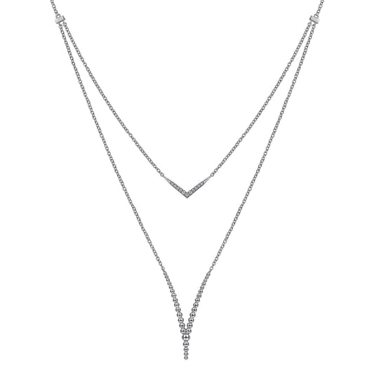 Sterling Silver Bujukan White Sapphire Chevron Necklace - Warwick Jewelers