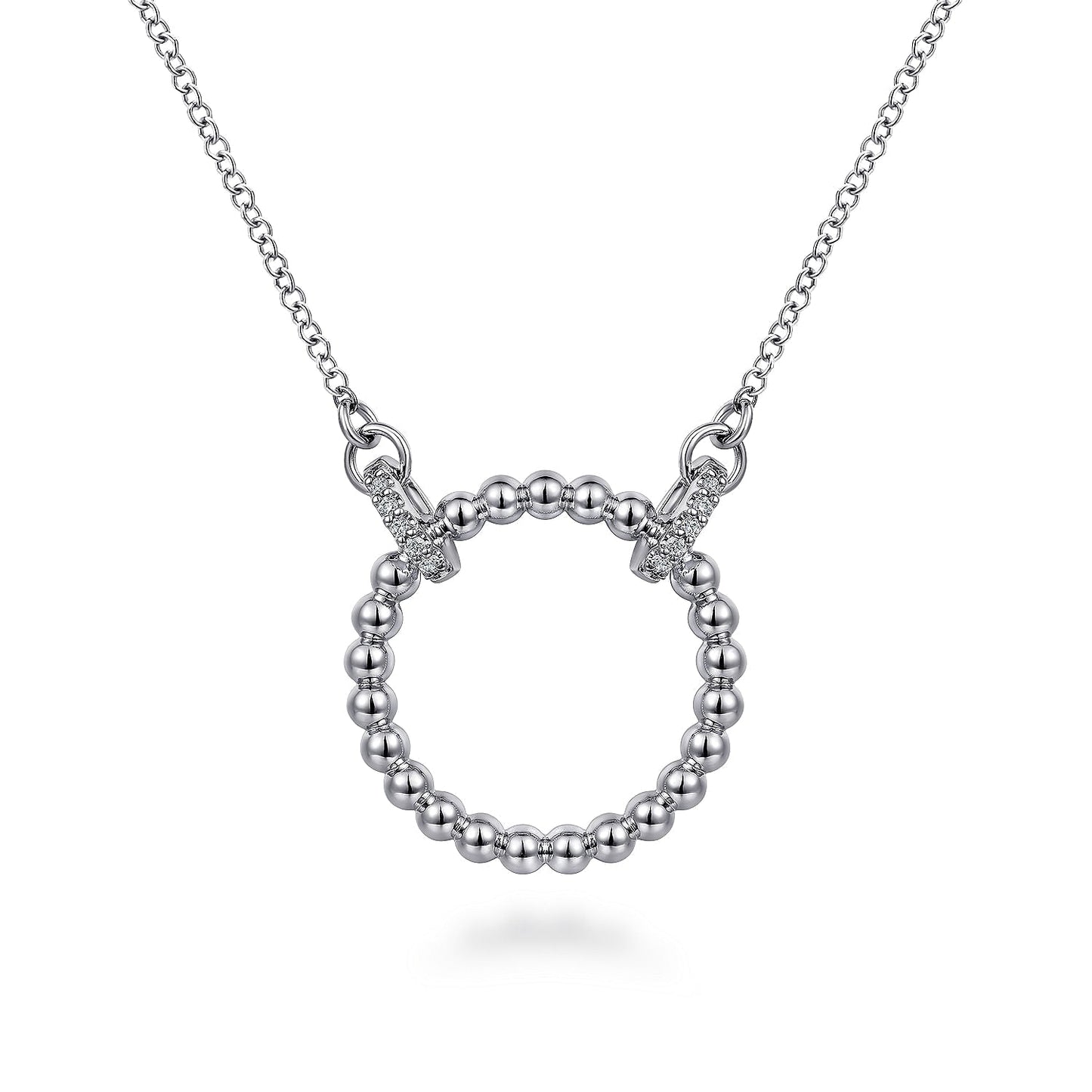 Sterling Silver Bujukan White Sapphire Open Circle Pendant Necklace - Warwick Jewelers