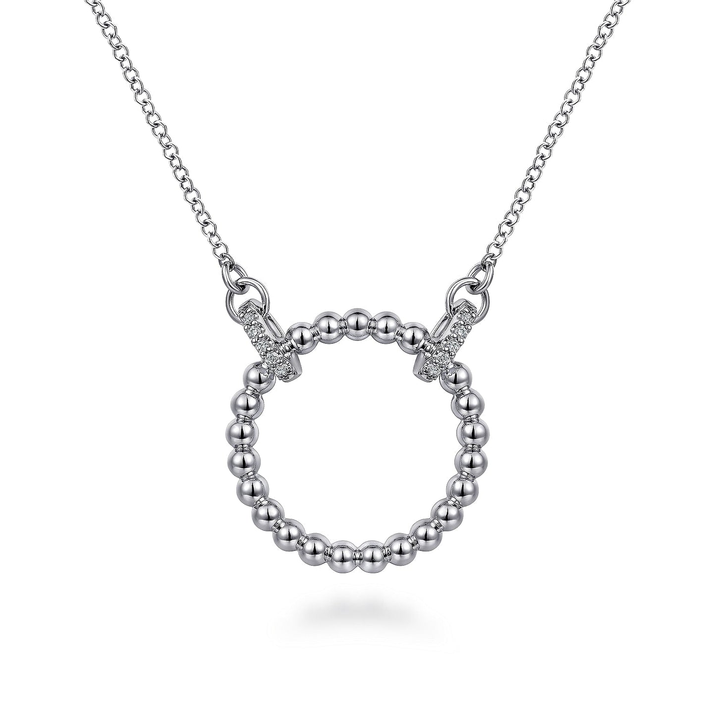 Sterling Silver Bujukan White Sapphire Open Circle Pendant Necklace - Warwick Jewelers