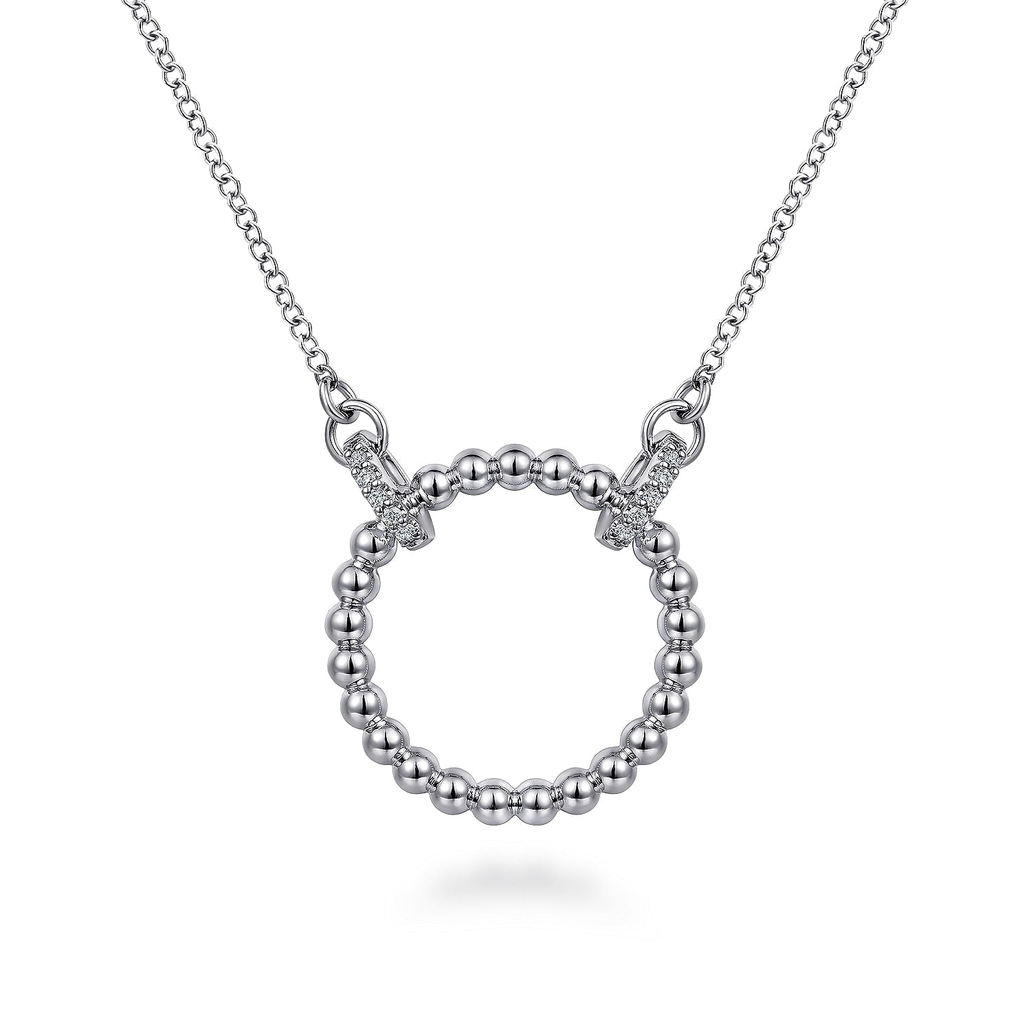 Sterling Silver Bujukan White Sapphire Open Circle Pendant Necklace - Warwick Jewelers