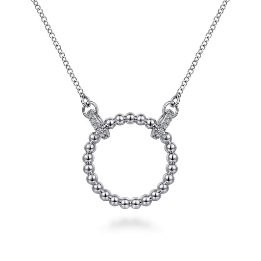 Sterling Silver Bujukan White Sapphire Open Circle Pendant Necklace - Warwick Jewelers