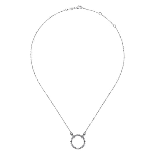 Sterling Silver Bujukan White Sapphire Open Circle Pendant Necklace - Warwick Jewelers
