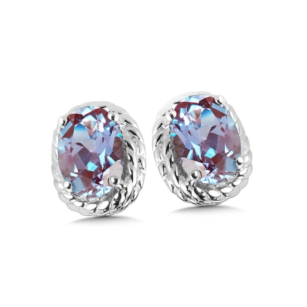 Sterling Silver Created Alexandrite Stud Earrings - Warwick Jewelers