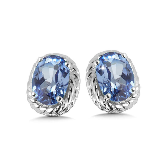 Sterling Silver Created Blue Sapphire Earrings - Warwick Jewelers