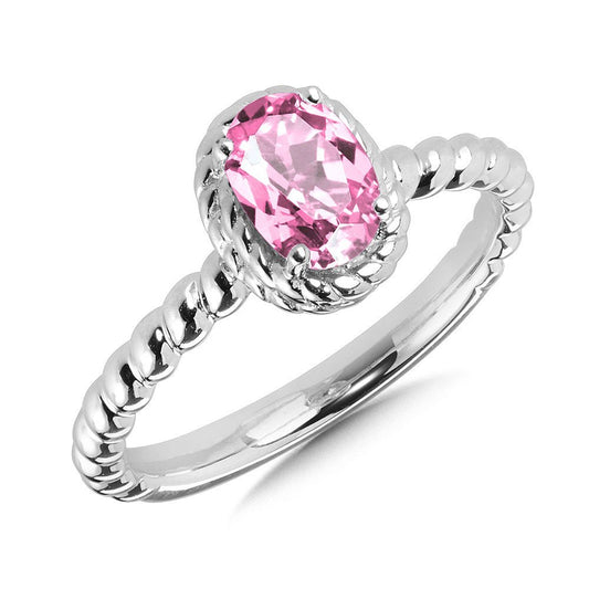 Sterling Silver Created Pink Sapphire Ring - Warwick Jewelers
