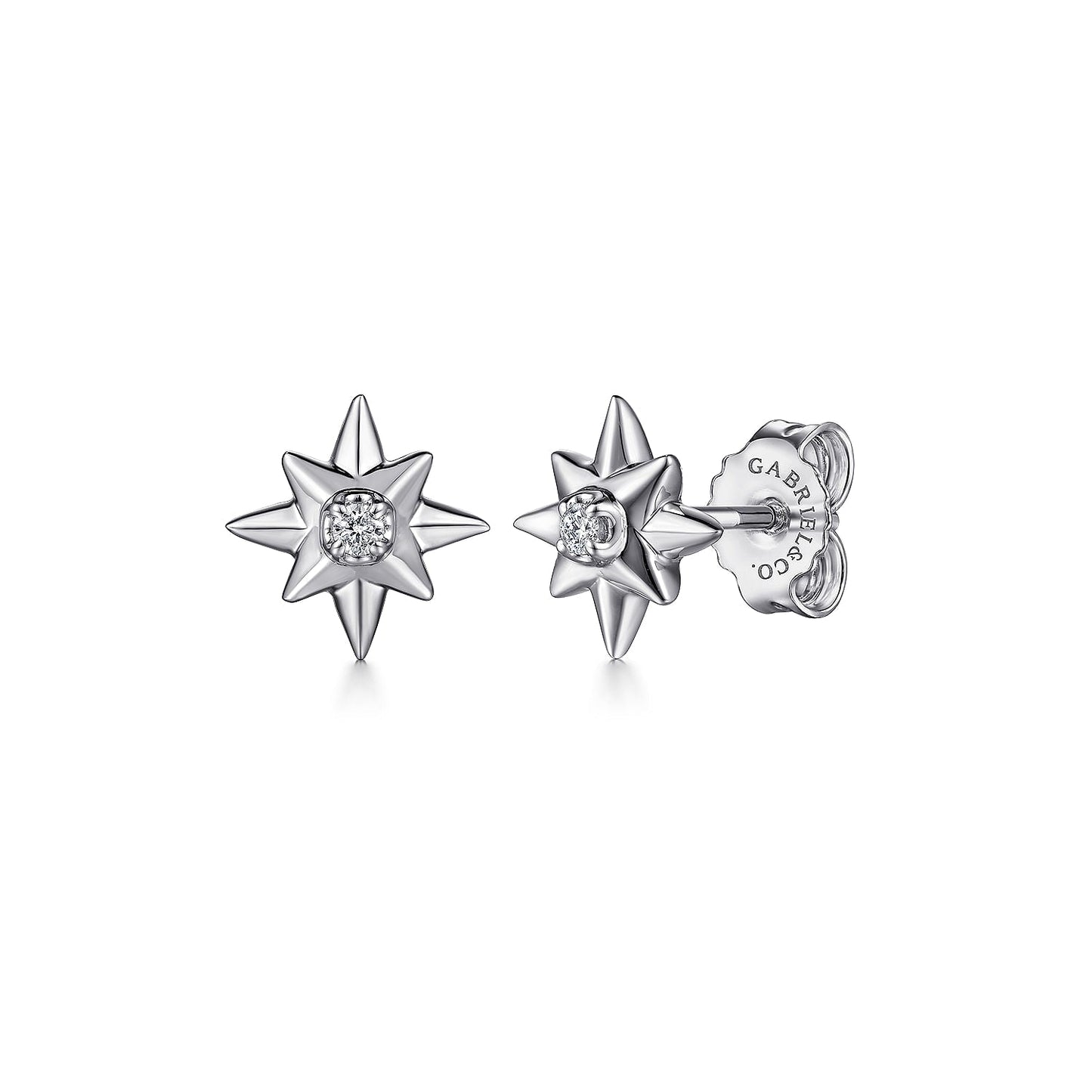 Sterling Silver Diamond Star Stud Earrings - Warwick Jewelers