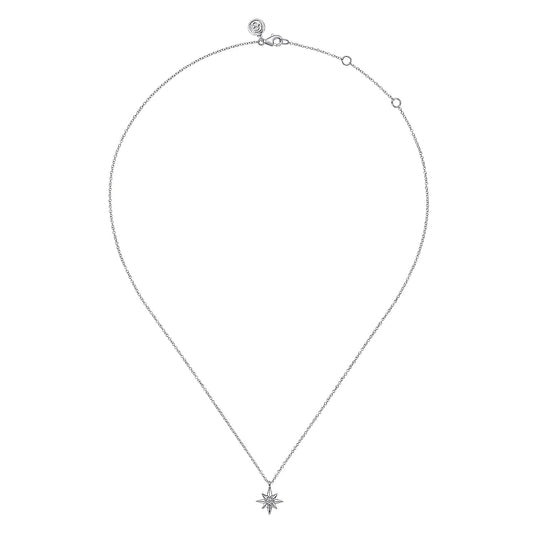 Sterling Silver Diamond Starburst Pendant Necklace - Warwick Jewelers