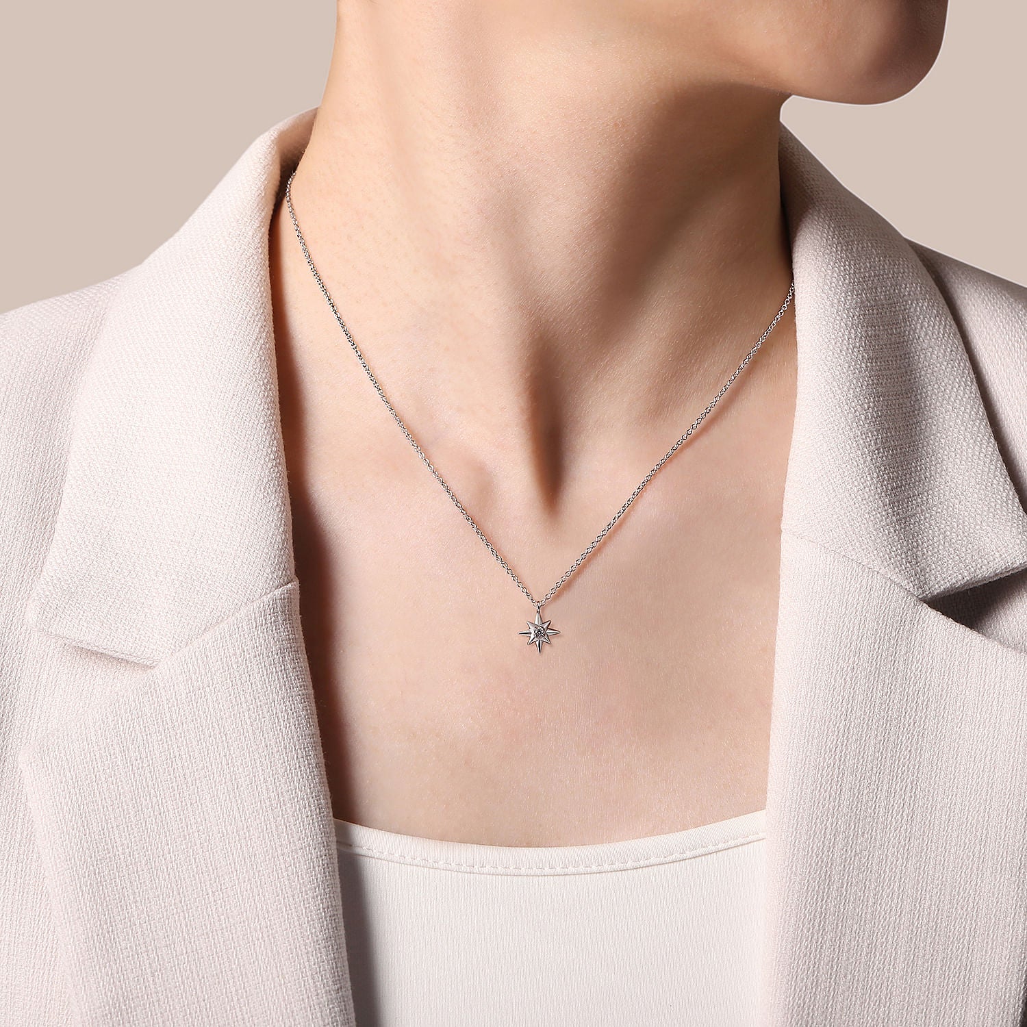 Sterling Silver Diamond Starburst Pendant Necklace - Warwick Jewelers