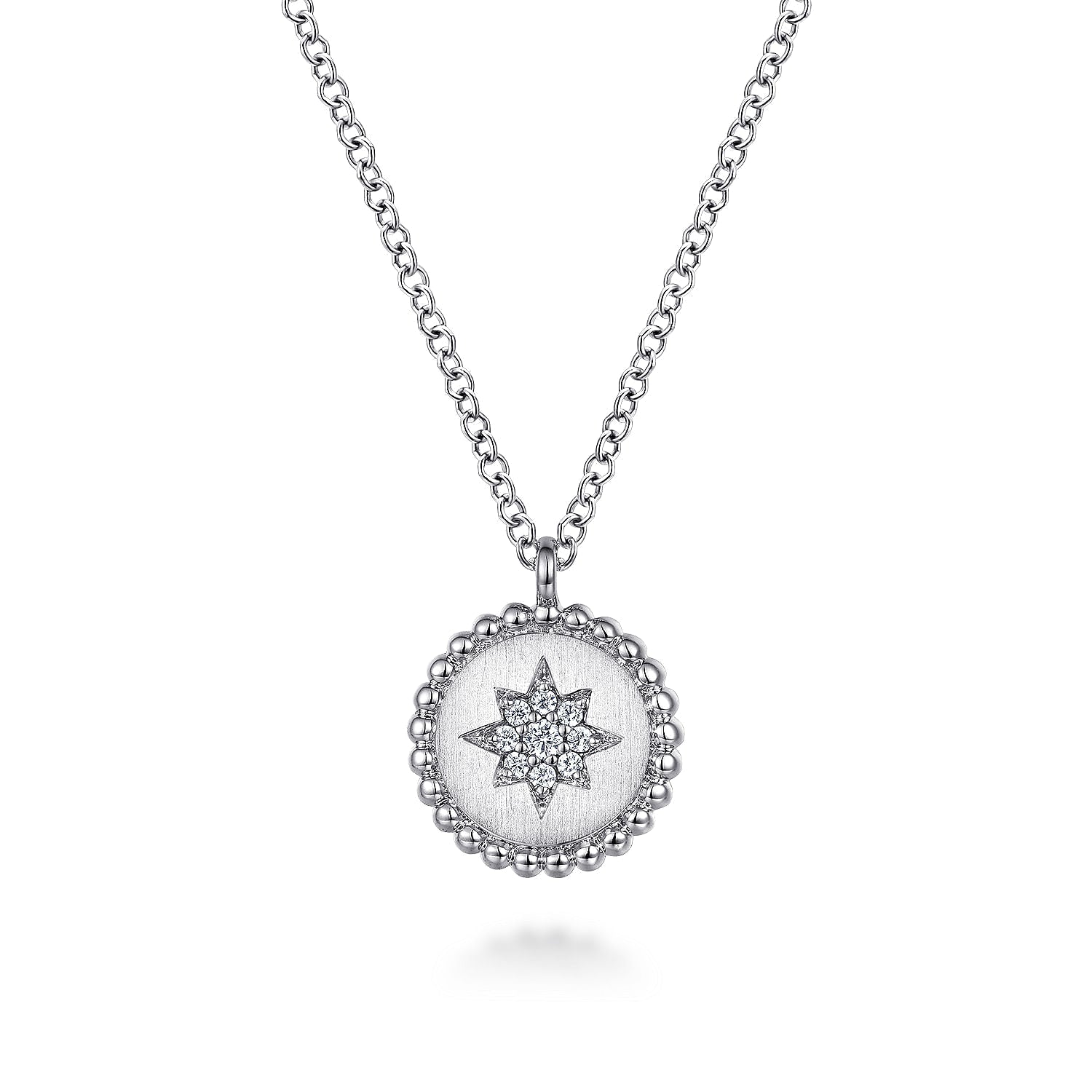 Sterling Silver Round Star Pendant Necklace - Warwick Jewelers