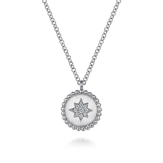 Sterling Silver Round Star Pendant Necklace - Warwick Jewelers