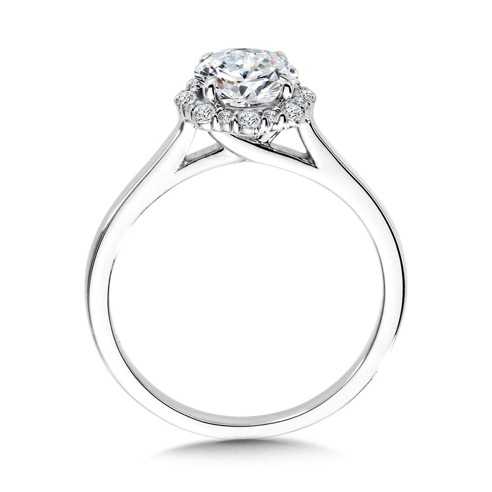 Modern Staight Halo Diamond Engagement Ring